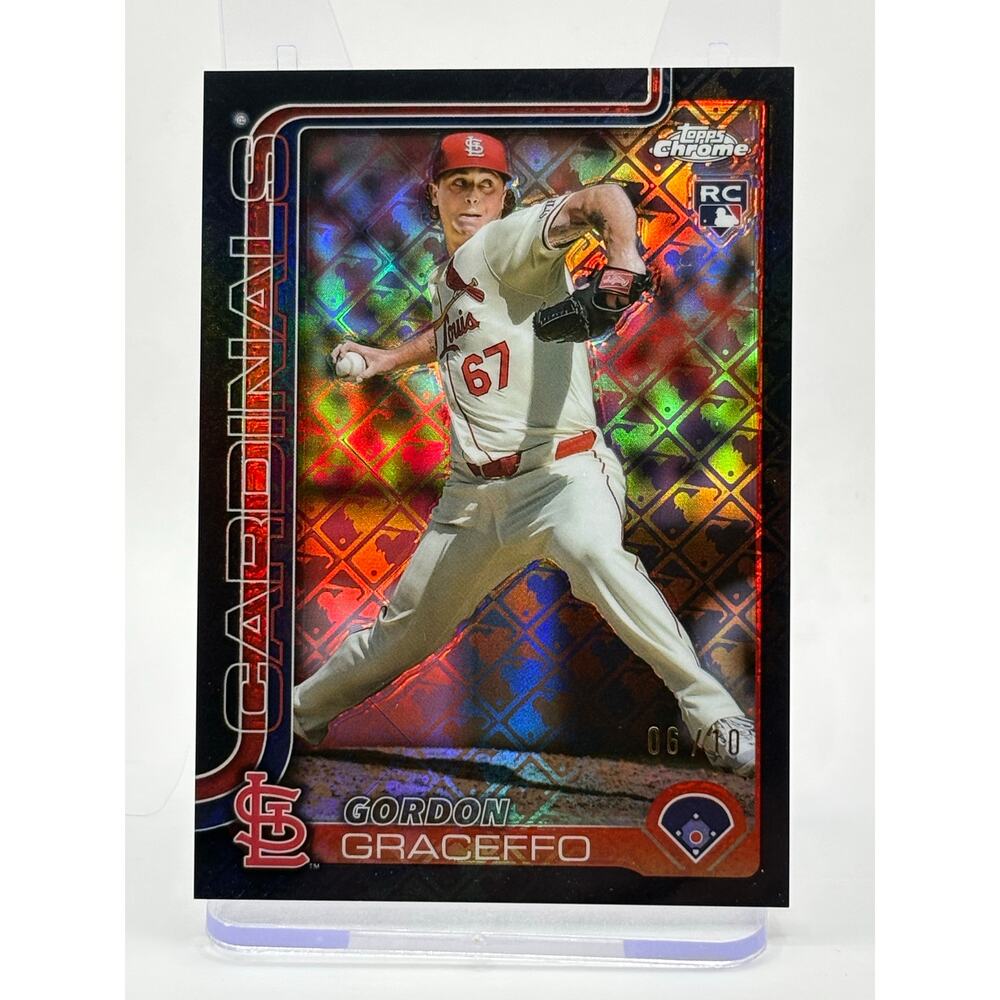 2025 Topps Chrome Logofractor Gordon Graceffo Rookie Black Refractor 6/10 SSP RC